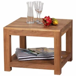 Wohnen Quadratischer Couchtisch Vislan aus Holz naturbelassen Akazie massiv