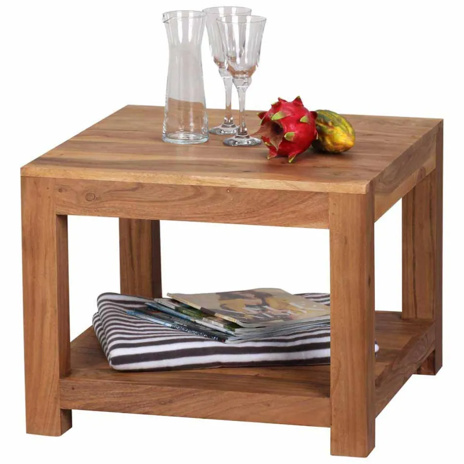 Wohnen Quadratischer Couchtisch Vislan aus Holz naturbelassen Akazie massiv
