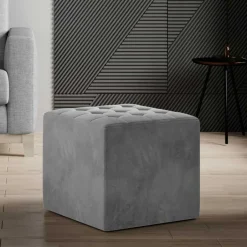 Wohnen Quadratischer Wohnzimmerhocker in Hellgrau - Flower