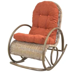 Wohnen Rattan Geflecht Schaukelstuhl in Graubraun - Atjada