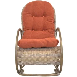 Wohnen Rattan Geflecht Schaukelstuhl in Graubraun - Atjada