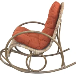 Wohnen Rattan Geflecht Schaukelstuhl in Graubraun - Atjada