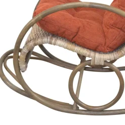 Wohnen Rattan Geflecht Schaukelstuhl in Graubraun - Atjada