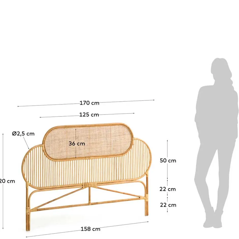 Wohnen Rattan Kopfteil in Natur für Bett - Lucelo