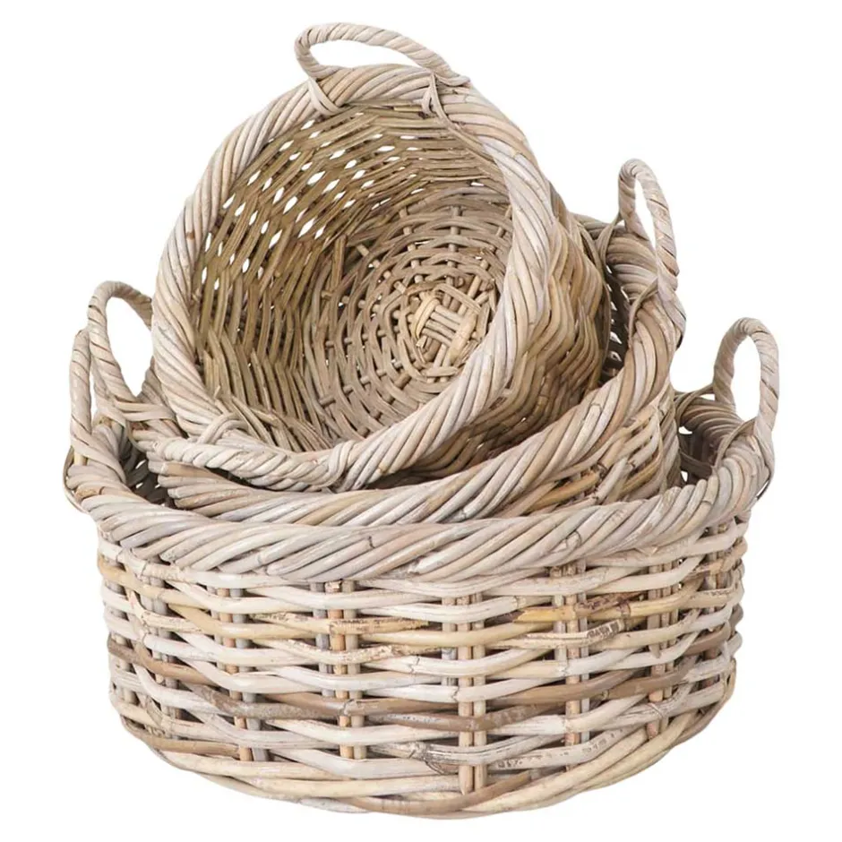 Wohnen Rattan Körbe von Hand gefertigt - Saliaora (dreiteilig)