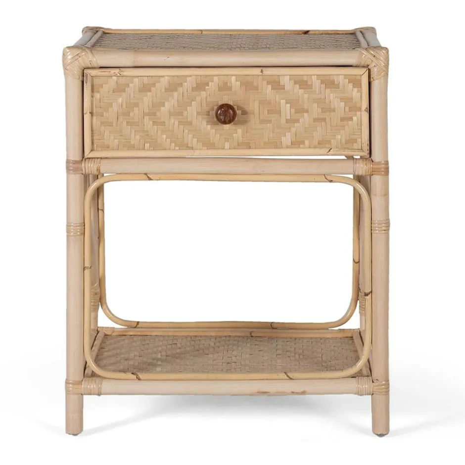 Rattan Nachtkommode mit zwei Ablagen - Robin^Wohnen