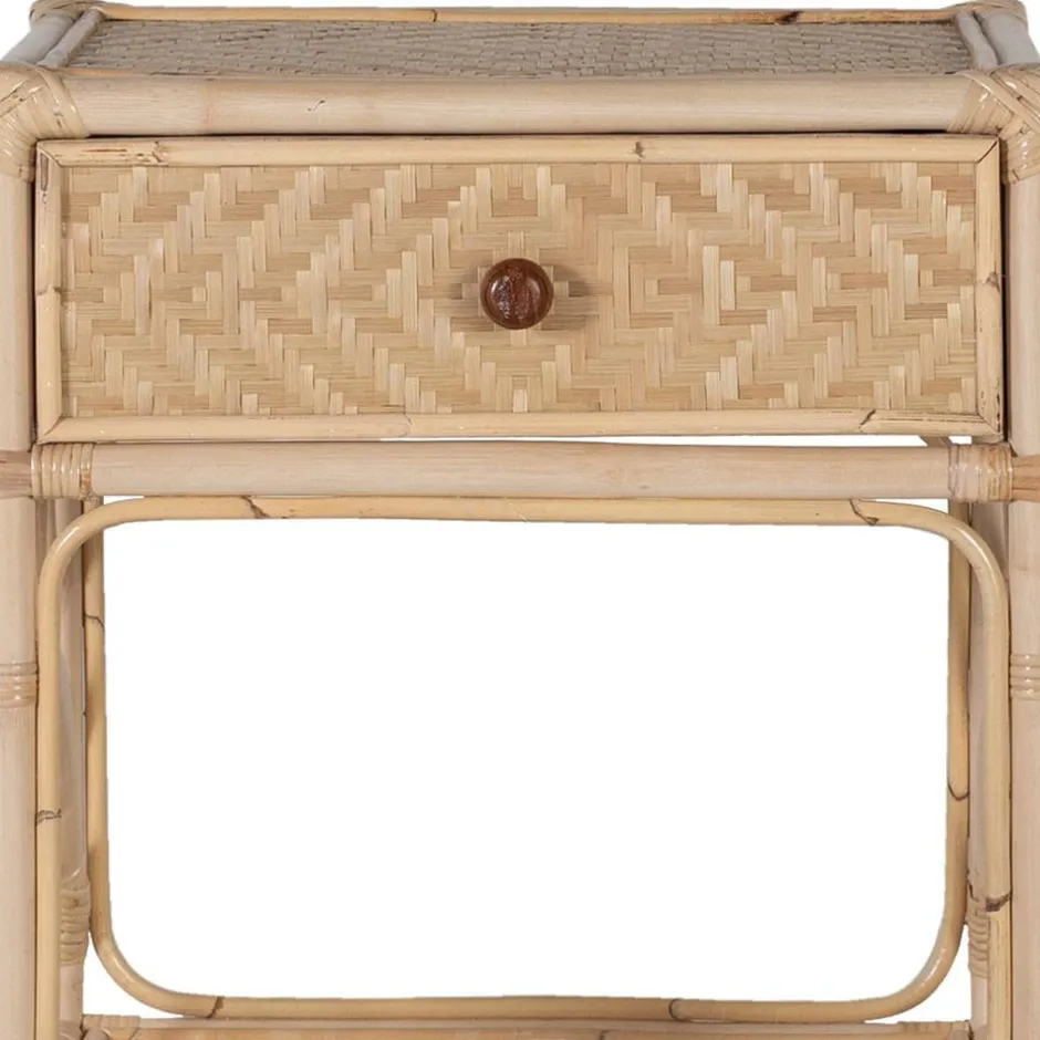 Rattan Nachtkommode mit zwei Ablagen - Robin^Wohnen