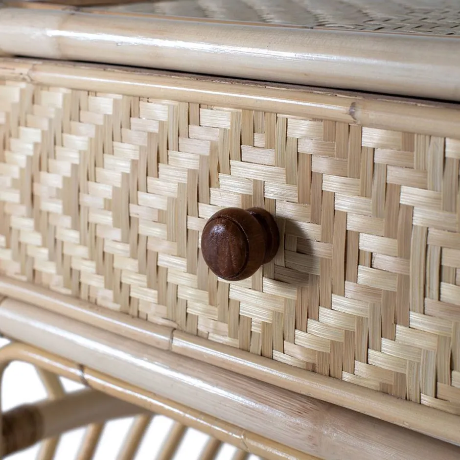 Rattan Nachtkommode mit zwei Ablagen - Robin^Wohnen