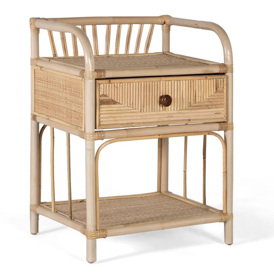 Rattan Nachtkonsole mit zwei Ablagen - Robin^Wohnen Clearance