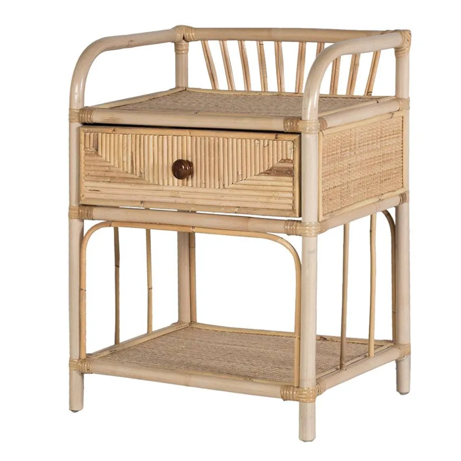 Rattan Nachtkonsole mit zwei Ablagen - Robin^Wohnen Clearance