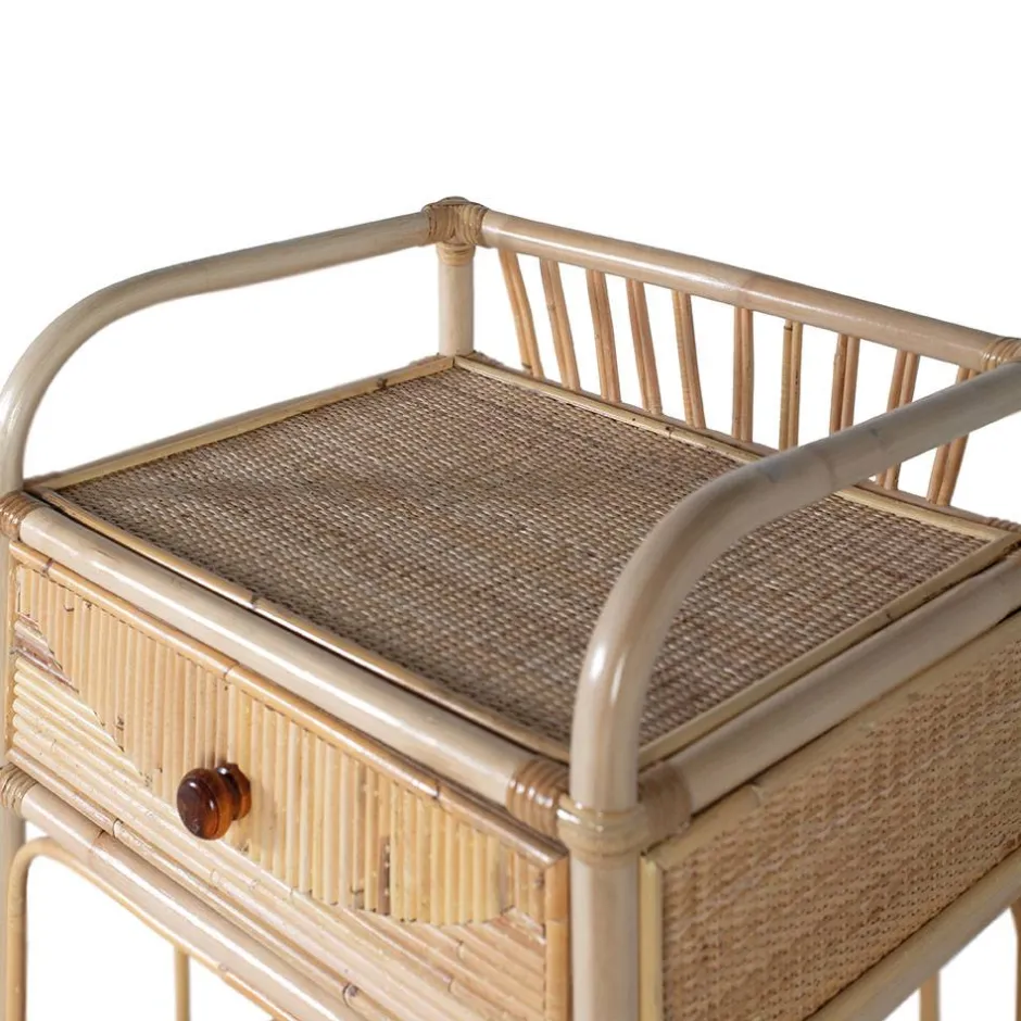 Rattan Nachtkonsole mit zwei Ablagen - Robin^Wohnen Clearance