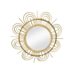 Rattan Spiegel - Blütendesign Geflechtrahmen - Frastiva^Wohnen Hot