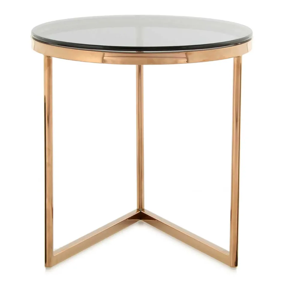 Wohnen Rauchglas Beistelltisch mit Gestell in Rosegold - Shivan