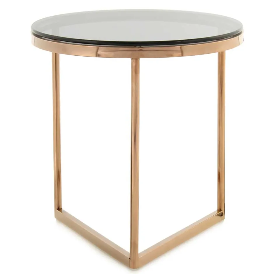 Wohnen Rauchglas Beistelltisch mit Gestell in Rosegold - Shivan