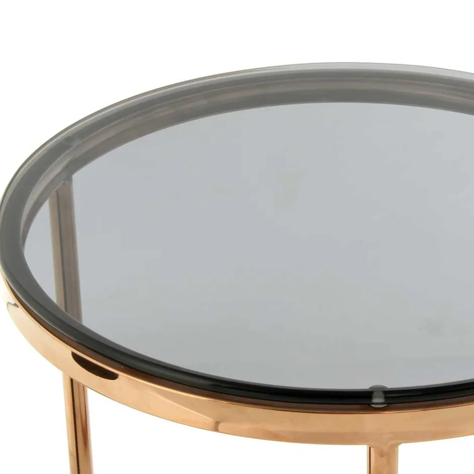 Wohnen Rauchglas Beistelltisch mit Gestell in Rosegold - Shivan