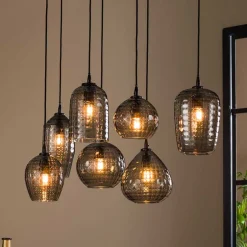 Wohnen Rauchglas Hängeleuchte mit unterschiedlichen Schirmen - Troja