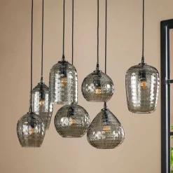 Wohnen Rauchglas Hängeleuchte mit unterschiedlichen Schirmen - Troja