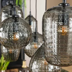 Wohnen Rauchglas Hängeleuchte mit unterschiedlichen Schirmen - Troja
