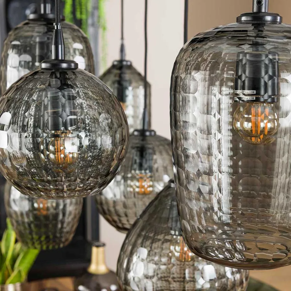 Wohnen Rauchglas Hängeleuchte mit unterschiedlichen Schirmen - Troja