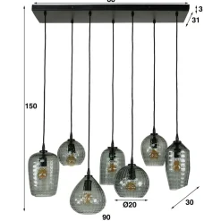 Wohnen Rauchglas Hängeleuchte mit unterschiedlichen Schirmen - Troja