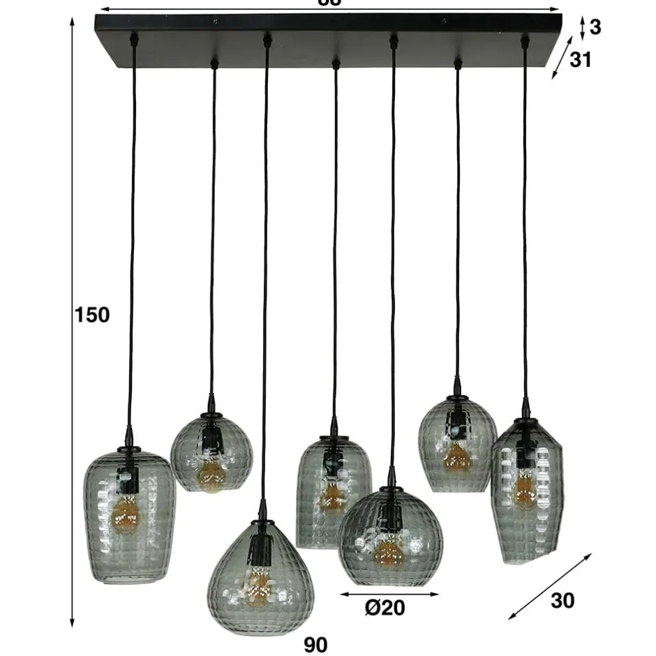 Wohnen Rauchglas Hängeleuchte mit unterschiedlichen Schirmen - Troja