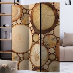 Raumteiler mit Fotodruck Baumscheiben - Siska^Wohnen Clearance