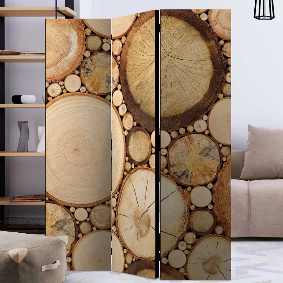 Raumteiler mit Fotodruck Baumscheiben - Siska^Wohnen Clearance