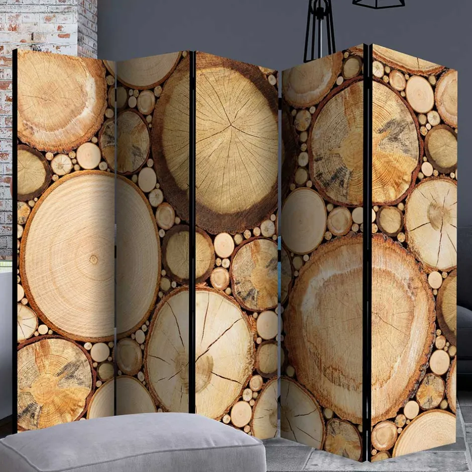 Raumteiler mit Fotodruck Baumscheiben - Siska^Wohnen Clearance