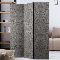 Wohnen Raumteiler mit Mandala Motiv in Grau - Sololos