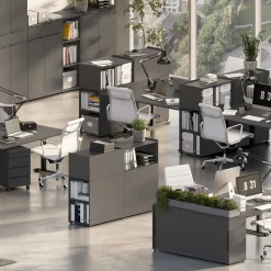 Wohnen Raumteiler Officeregal in Dunkelgrau - Tila