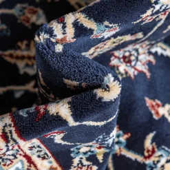 Wohnen Rechteckiger Orient Teppich in Dunkelblau & Creme - Pandau