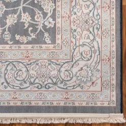 Wohnen Rechteckiger Orient Teppich in Dunkelblau & Creme - Pandau