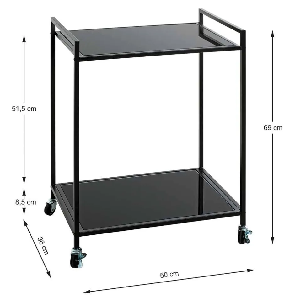 Rechteckiger Servierwagen aus Schwarzglas - Vanila^Wohnen Clearance