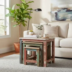 Wohnen Recyclingholz Dreisatztisch Shabby Style - Joe (dreiteilig)