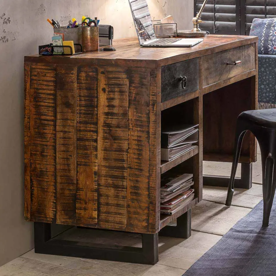 Wohnen Recyclingholz Schreibtisch 120x50 cm - Bahiro