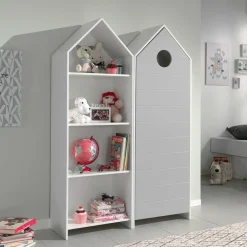 Kinder Wohnen Regal & Schrank in Weiß & Grau - Indefiva (zweiteilig)