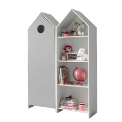Kinder Wohnen Regal & Schrank in Weiß & Grau - Indefiva (zweiteilig)