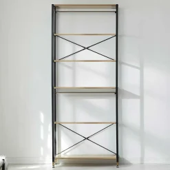 Wohnen Regal Garderobe aus Metall & MDF in Akazie Optik - Masiela