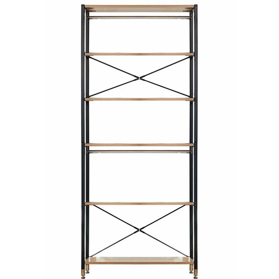 Wohnen Regal Garderobe aus Metall & MDF in Akazie Optik - Masiela