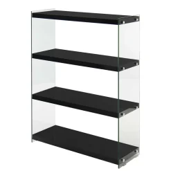 Regal in Hochglanz Schwarz & Transparent - Viverone^Wohnen