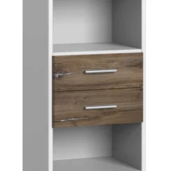 Wohnen Regal in Weiß & Eiche verwittert Dekor - Liesca