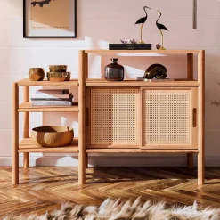 Regal mit drei Fächern & zwei Schiebetüren - Indrya^Wohnen Discount