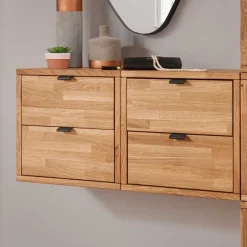 Wohnen Regalwürfel mit zwei Schubladen aus Wildeiche - Iljona