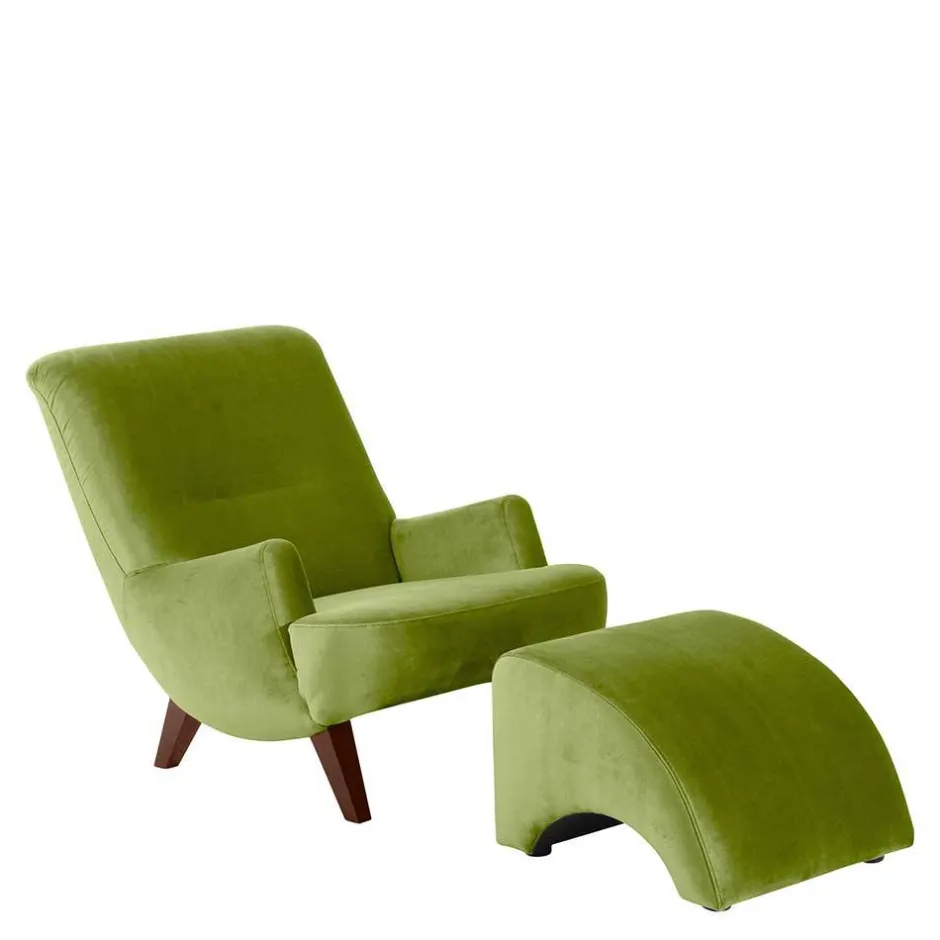 Wohnen Relax Sessel in Oliv Grün mit Nussbaum - Sofia