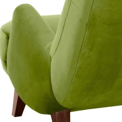 Wohnen Relax Sessel in Oliv Grün mit Nussbaum - Sofia