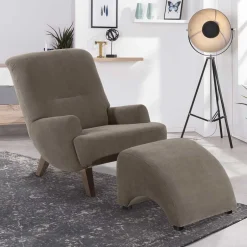 Relaxsessel in Beigegrau und Nussbaum - Kilazu^Wohnen Clearance