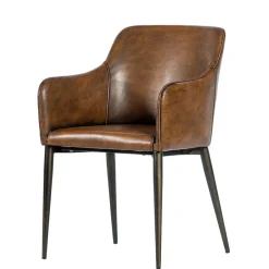 Wohnen Retro Armlehnenstuhl aus braunem Kunstleder - Fulivia (2er Set)