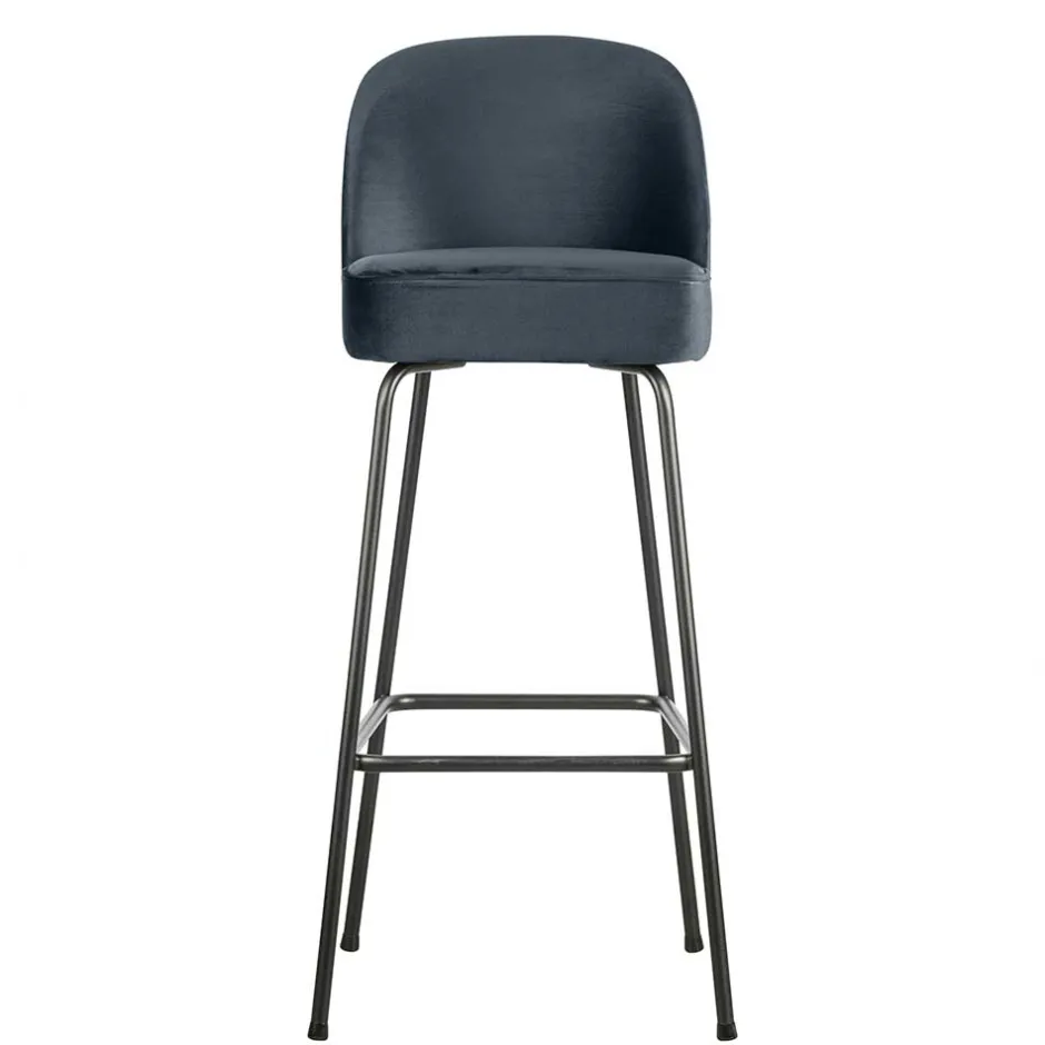 Wohnen Retro Bar Stuhl in Petrol Blau Samt - Plicardo