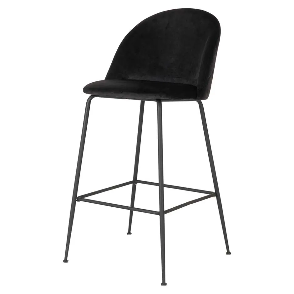 Wohnen Retro Barstühle aus schwarzem Samt - Baltimoore (2er Set)