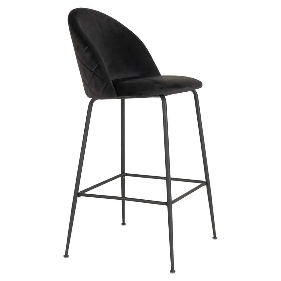 Wohnen Retro Barstühle aus schwarzem Samt - Baltimoore (2er Set)